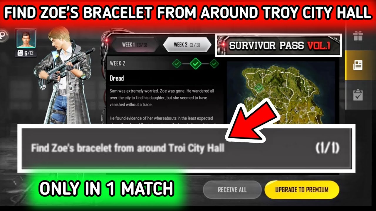 FIND ZOE'S BRACELET FROM AROUND TROY CITY HALL 🔥 WEEK 2 STORY MISSION PUBG NEW STATE 🔥 SEASON 1 PNS