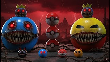 Pacman and Flying Two-Legged Robot Pacman vs Excavator Robot and Walking Combat Robot w443