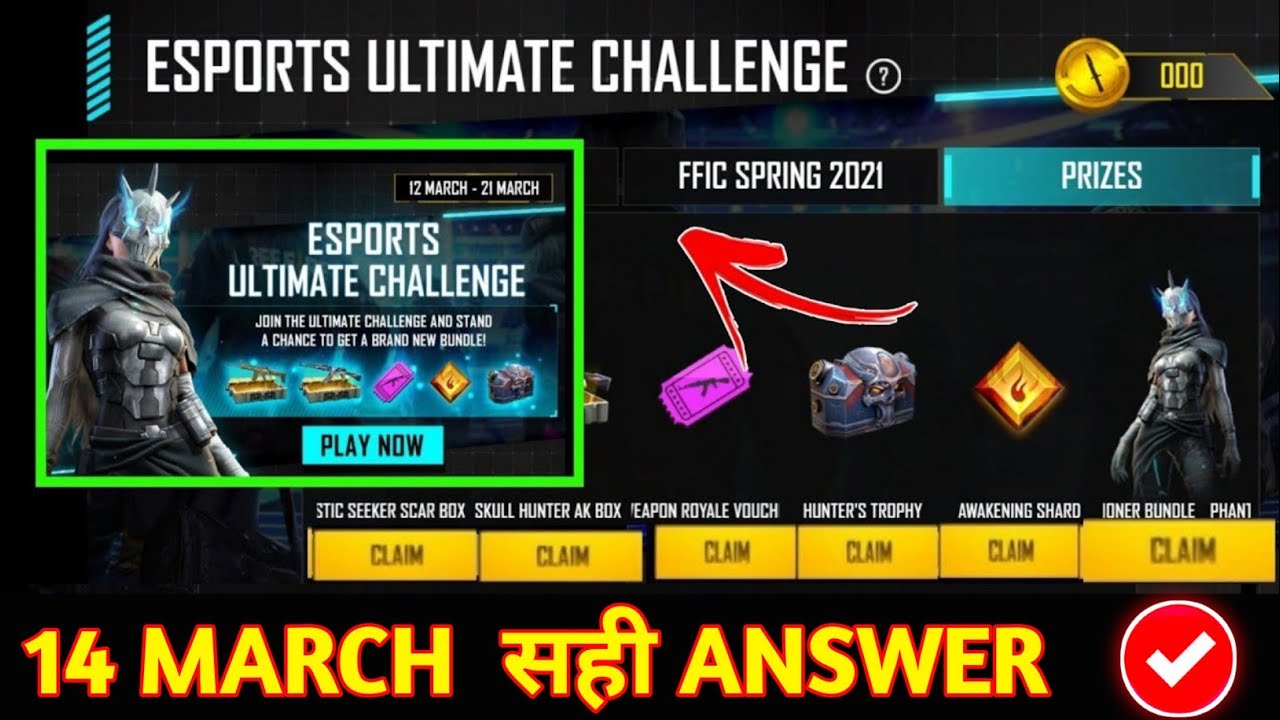 Esports Ultimate Challenge Answers || 14 March √√