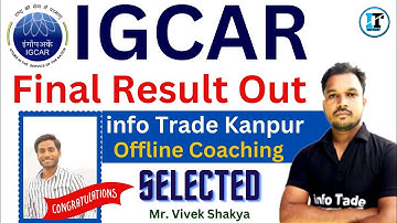 IGCAR Stipendiary Trainee Cat-2 Final Result Out 2023 Congratulations Vivek Shakya Selected in IGCAR