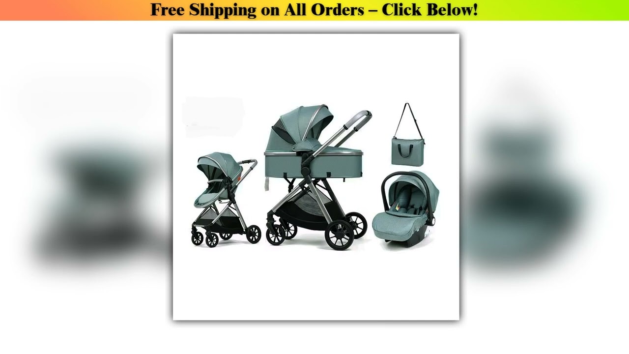 3 in 1 multifunctional baby stroller equipped with car seats for sitting and lying down,