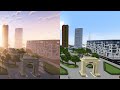 My minecraft city with and without shaders