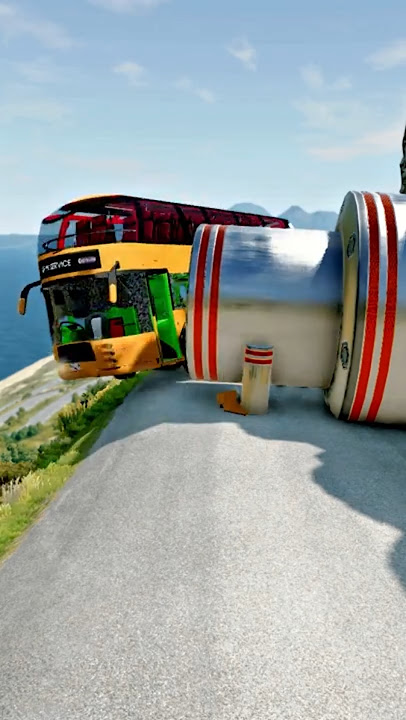 Bollard Pushes Cars Off Cliff! 😱🚗 | BeamNG Drive