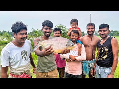 সুখ কাকার ঘেরে হুইল বড়শি দিয়ে বড়ো রূপচাঁদ মাছ ধরলাম সাথে জমজমাট পিকনিক village fishing!!!