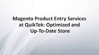 Magento Product Entry Services