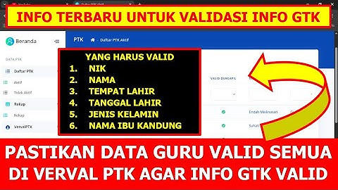 PASTIKAN DATA GURU VALID SEMUA DI VERVAL PTK AGAR INFO GTK 2025 VALID