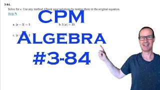 CPM Algebra Chapter 3 Problem 84