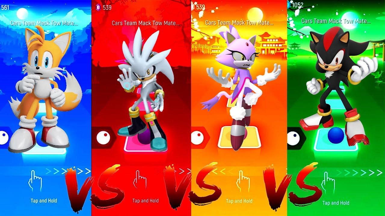 Tails vs Silver Sonic vs Blaze the Cat vs Shadow | Tiles Hop Edm Rush ...