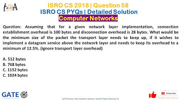 ISRO CS 2018 | Question 58 | ISRO CS PYQs | ISRO CS Solutions | Computer Networks (Transport Layer)