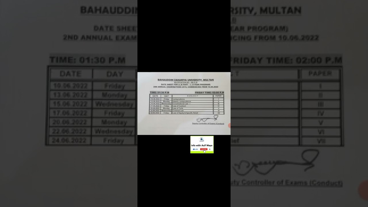 BZU updates 2022 | BZU LLB 3 years part 1 Supply mentry exams started 2022