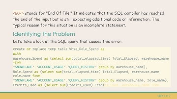 Resolving SQL Compilation Error: Unexpected EOF in Your Query