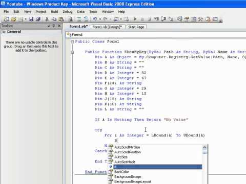 VB 2008 Get Windows Product Key