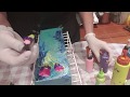 Acrylic fluid Art. How use shtamp Flower.  Цветы штампиком. Эксперементирую. #0202