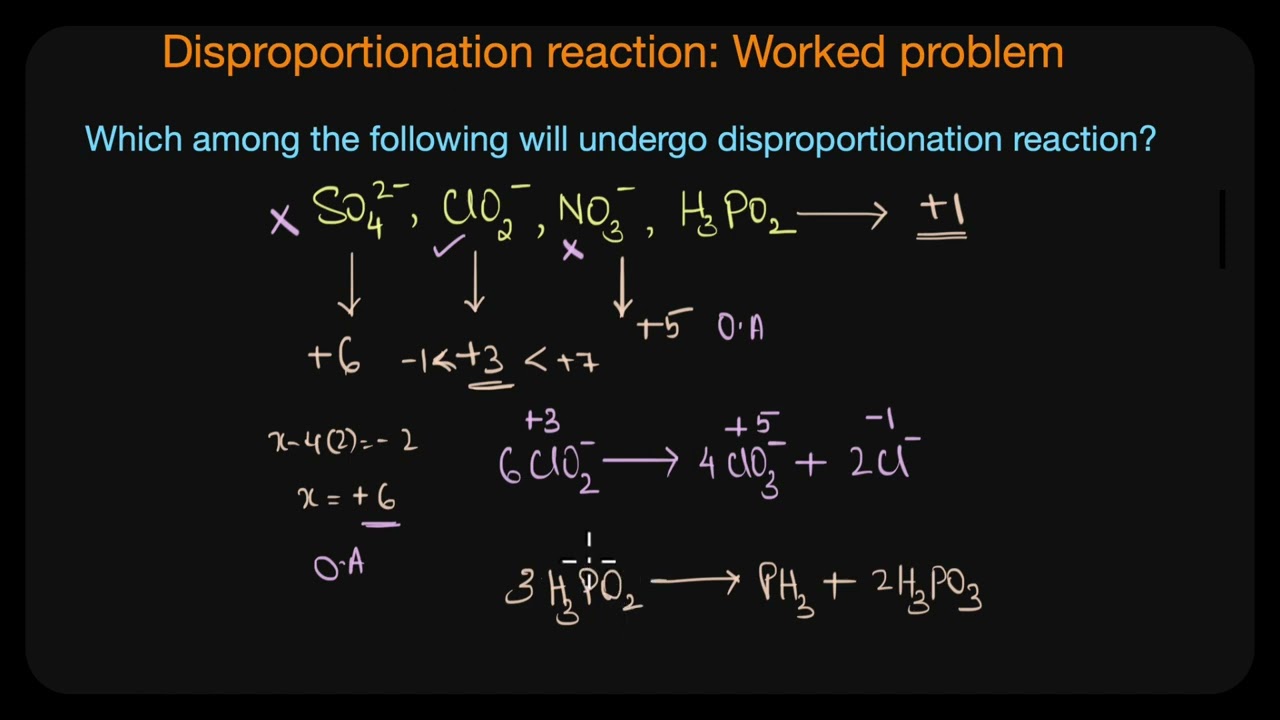⁣Worked example: Disproportionation reaction | Redox reactions | Chemistry | Khan Academy