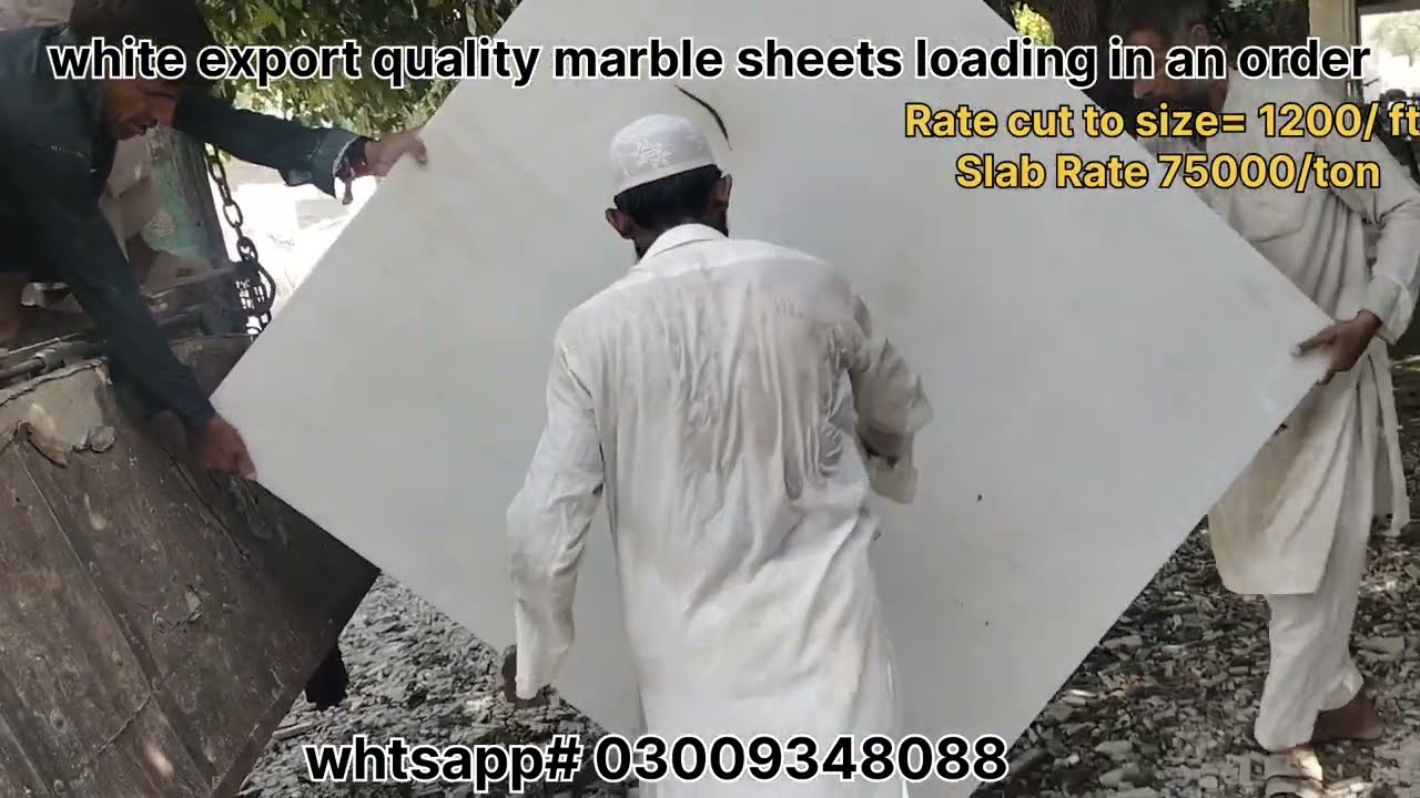 Export quality white marble sheets loading in an order/ 03009348088/