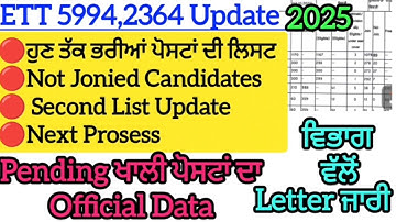 ETT 5994,2364 Update 2025 / ਖਾਲੀ ਪੋਸਟਾਂ ਦਾ Official Data / 
