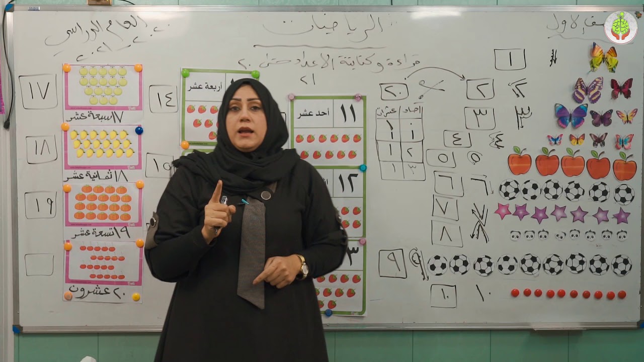 درس الرياضيات للصف الاول الإبتدائي- قراءة و كتابة الاعداد من 1 حتى  20