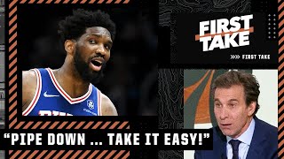 Mad Dog Russo tells Joel Embiid to 'PIPE DOWN...TAKE IT EASY' on his MVP campaign! 😳 | First Take