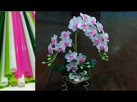 ดอกไม้จากหลอด ดอกกล้วยไม้จากหลอด by มายมิ้นท์ Orchid flower from Straws.