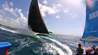 Mod70s racing at the 2016 Mount Gay Rum Round Barbados Race Series.