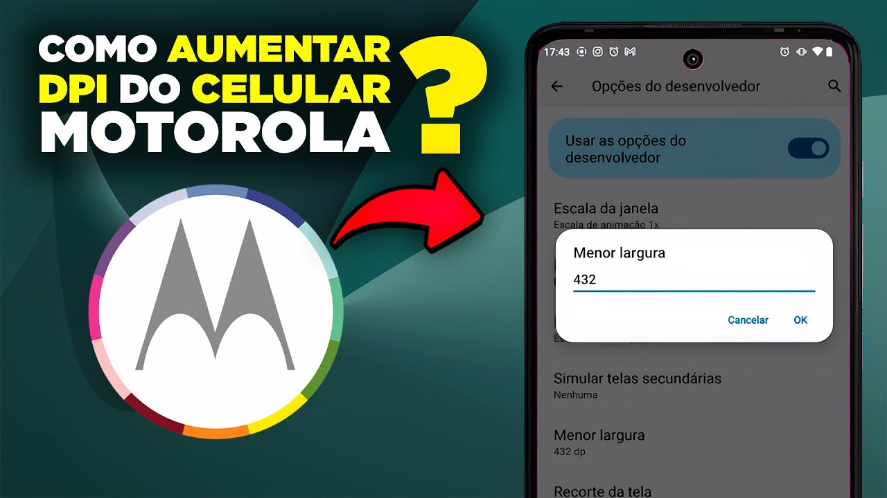 Como aumentar o DPI do celular Motorola Moto G60 - YouTube