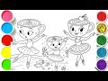 Ballerina easy draw,painting and colouring drawing for kids and toddlers,🚸🎨,lets draw