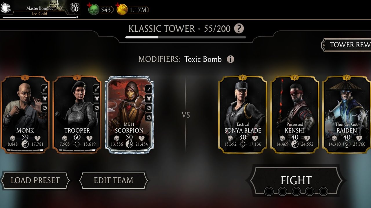 Klassic Tower 55 - 59 Fights + Rewards Opening ☠️ Mortal Kombat Mobile Gameplay