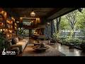 Indoor Morning Jazz in The Forest | Gentle Piano Jazz with Forest Living Room for Work and Relax
