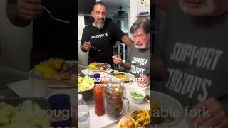 Using extra long fork to see his reaction 🤣🤣#funny #prank #scaring #fyp #usa Profile