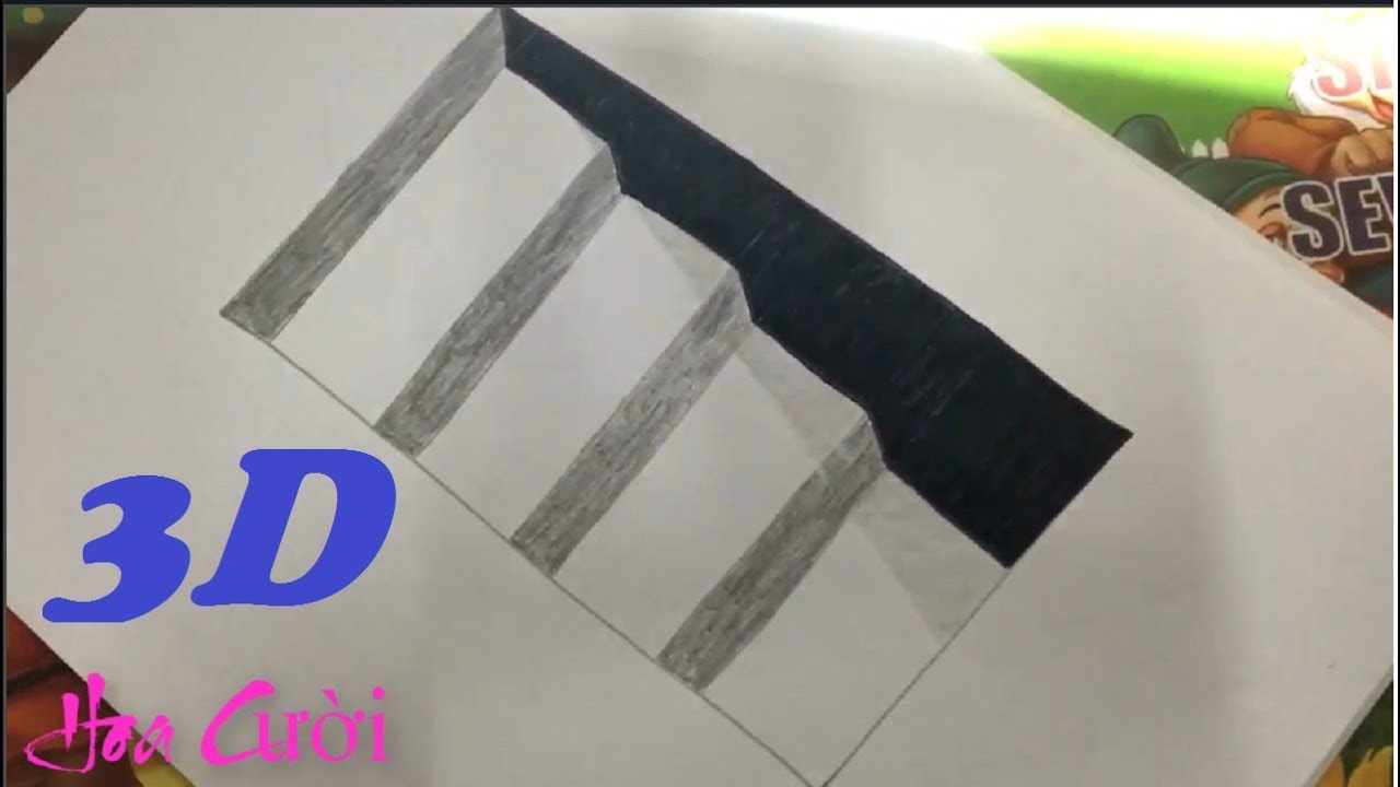 Vẽ Tranh 3D - Vẽ Cầu Thang 3D Trên Giấy - Draw 3D Stairs On Paper - Hoa  Cười - Youtube