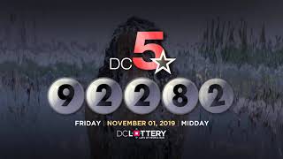 DC LOTTERY Midday 11/01/2019