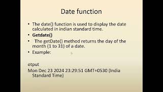 2. Date, Day and Time functions in JavaScript - Part 1