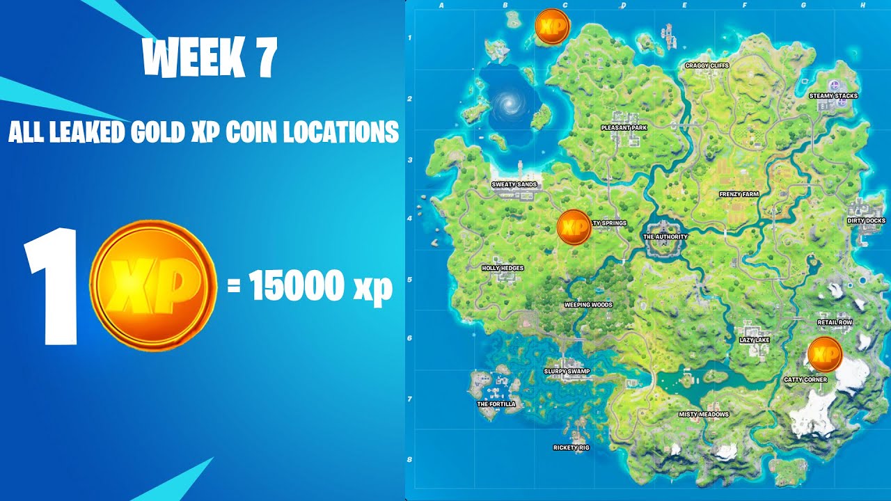 All 10 Gold Xp Coin Locations Fortnite Chapter 2 Season 3 Youtube