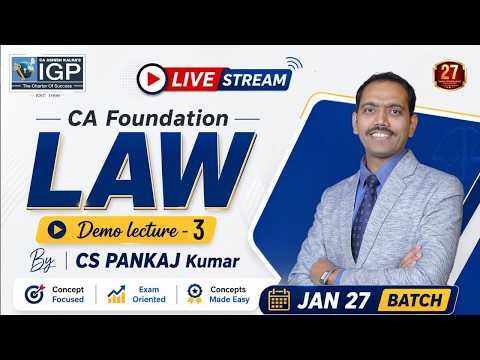 CA Foundation || Business Law || Demo Video-3 || By CS Pankaj Kumar