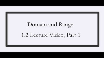 1.2 Lecture Video, Part 1 - Pre-Calculus