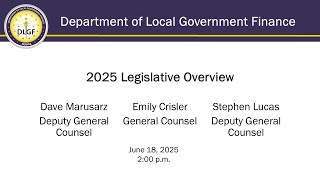 DLGF Webinar - 2025 Legislative Update 2 p.m.