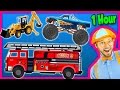 Videos for Kids 1 Hour Compilation - Fire Trucks | Monster Trucks | Backhoe - Blippi