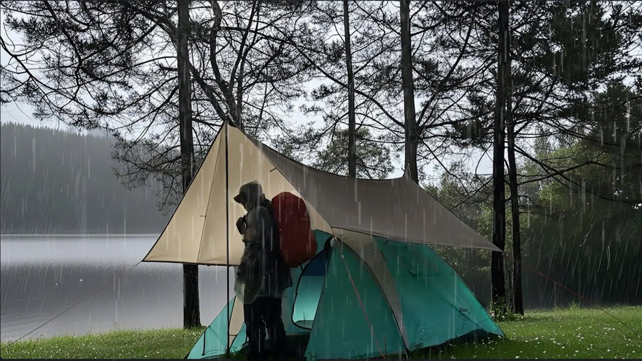 AMAZING HEAVY RAIN! SOLO CAMPING IN HEAVY RAIN AND THUNDER - RELAXING ...