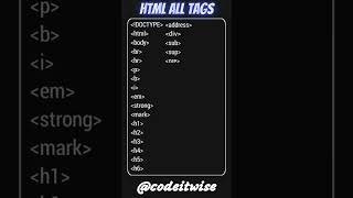 All HTML Tags 😎 #programming #html #htmltags