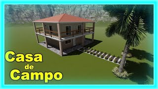 Planta de Casa de Campo 8x8 com 3 Quartos Varanda