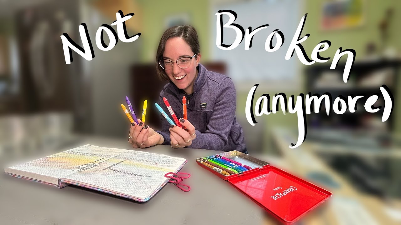 Использую свои починенные акварельные пастели Caran D'Ache Neocolor II — они больше не сломаны! 🥳