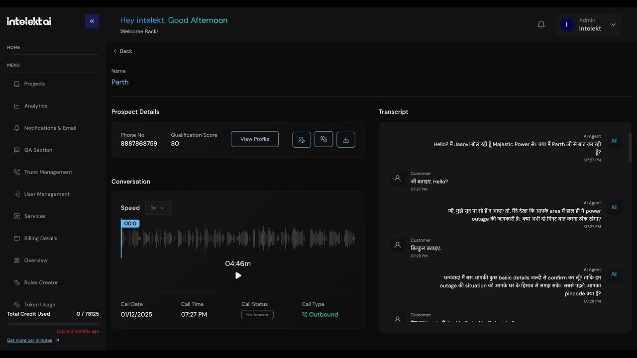 AI voice agent demo showing call interface and conversation flow