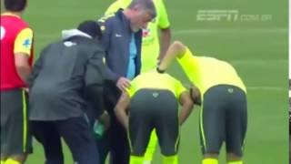 Neymar ankle injury during Brazil training session   World Cup 2014 HD
