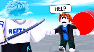 I turn my NOOB BROTHER into a PRO in Roblox Blade Ball..