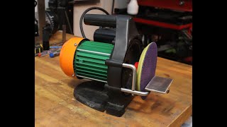 Diy disc sander using broken garden water pump. - Making adapter to use angle grinder pads -