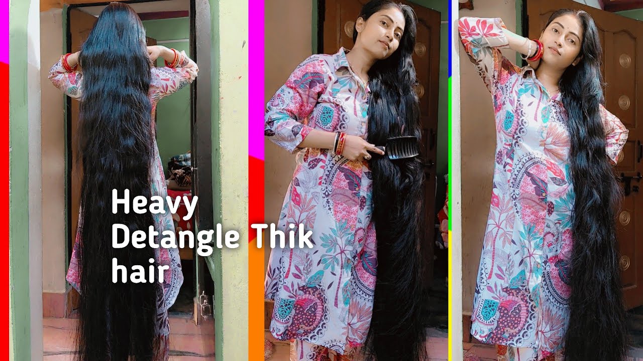How to detangle very thick long hair with a hair brush#viral hair 