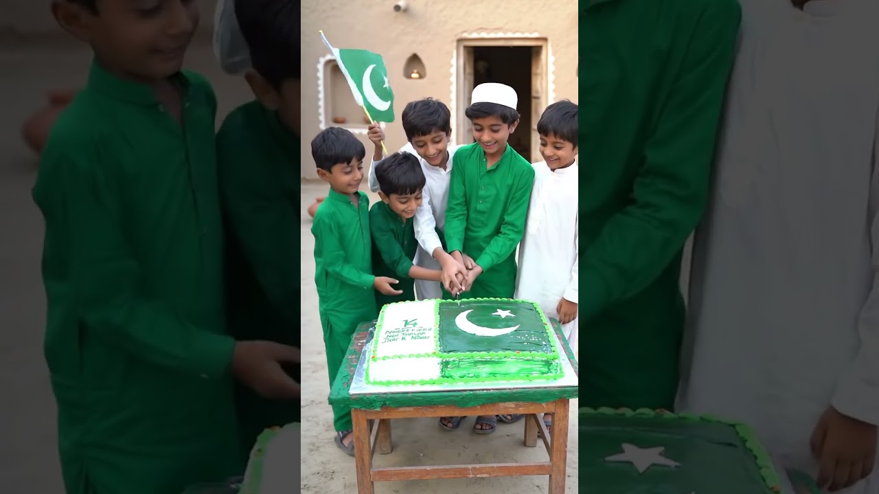 Village Kids Celebrate 14 August 🇵🇰💚 | Flag Cake Cutting Emotional Moment