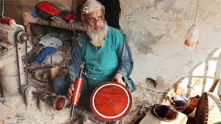 An 80 year Old Expert & Hardworking Craftsman Making Rolling Pin Board With Amazing Skill