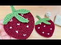 Crochet Strawberry Coaster