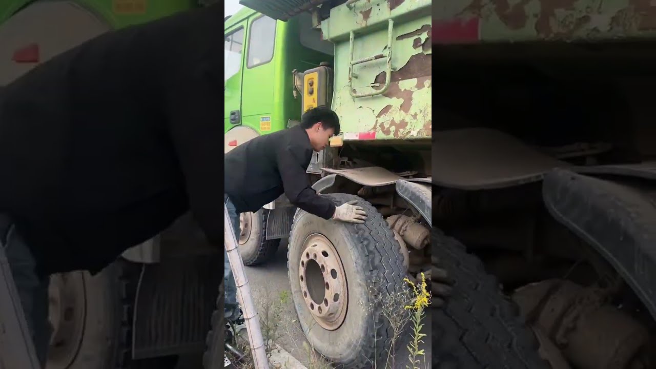 Truck Puncture Tire Repair Outdoor Rescue!